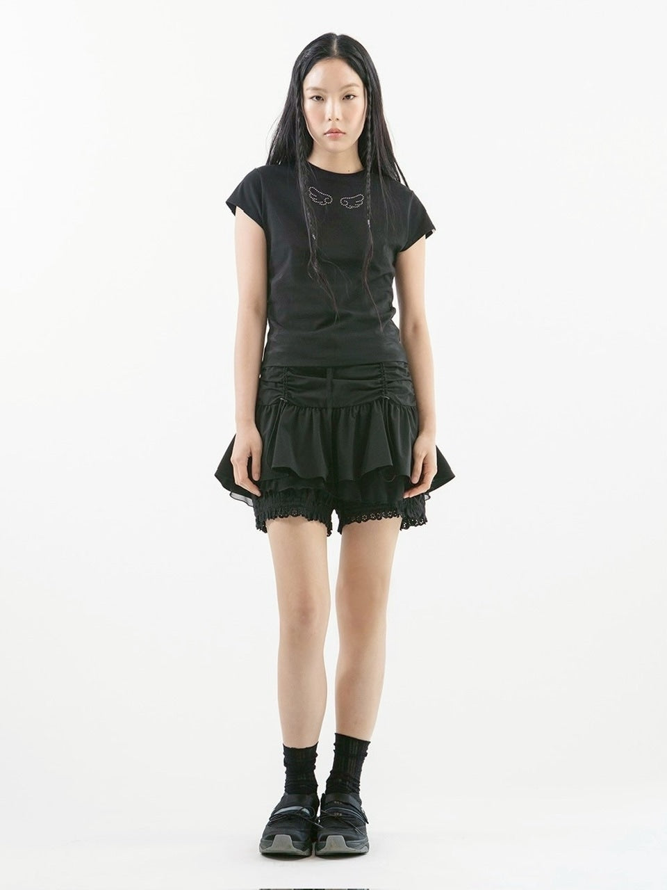 【TUOMIO】ANGEL STUD BABY T-SHIRT / 【トゥオミオ】エンジェルスタッズベイビー半袖Tシャツ