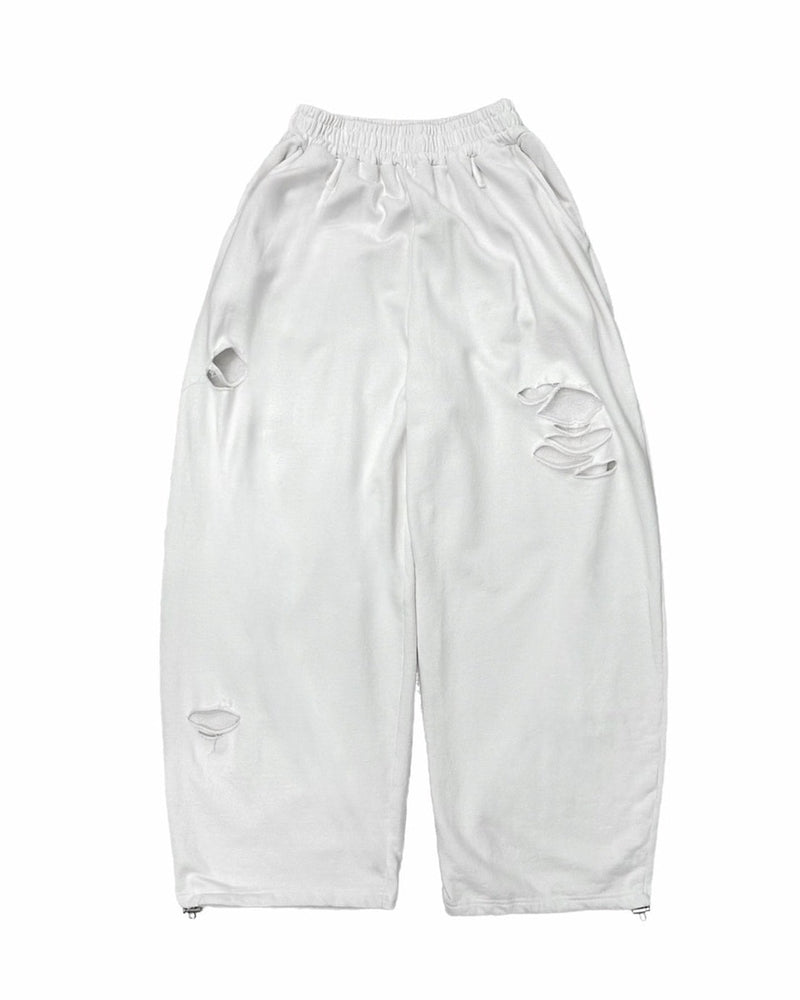 【Chikashitsu +】full length damage sweat pants / 【チカシツプラス】フルレングスダメージスウェットパンツ (3color)