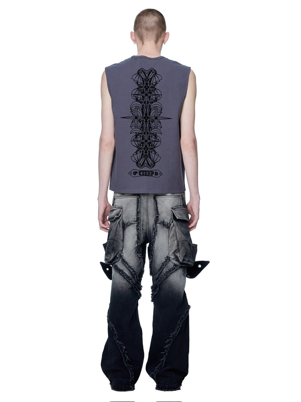 【The Boy Has No Patience】LUMINOUS DAWN ASTRAL METAL LOGO SHADOWBAT VEST / 【ザボーイハズノーペーシェンス】メタルロゴバックプリントロゴタンクトップ