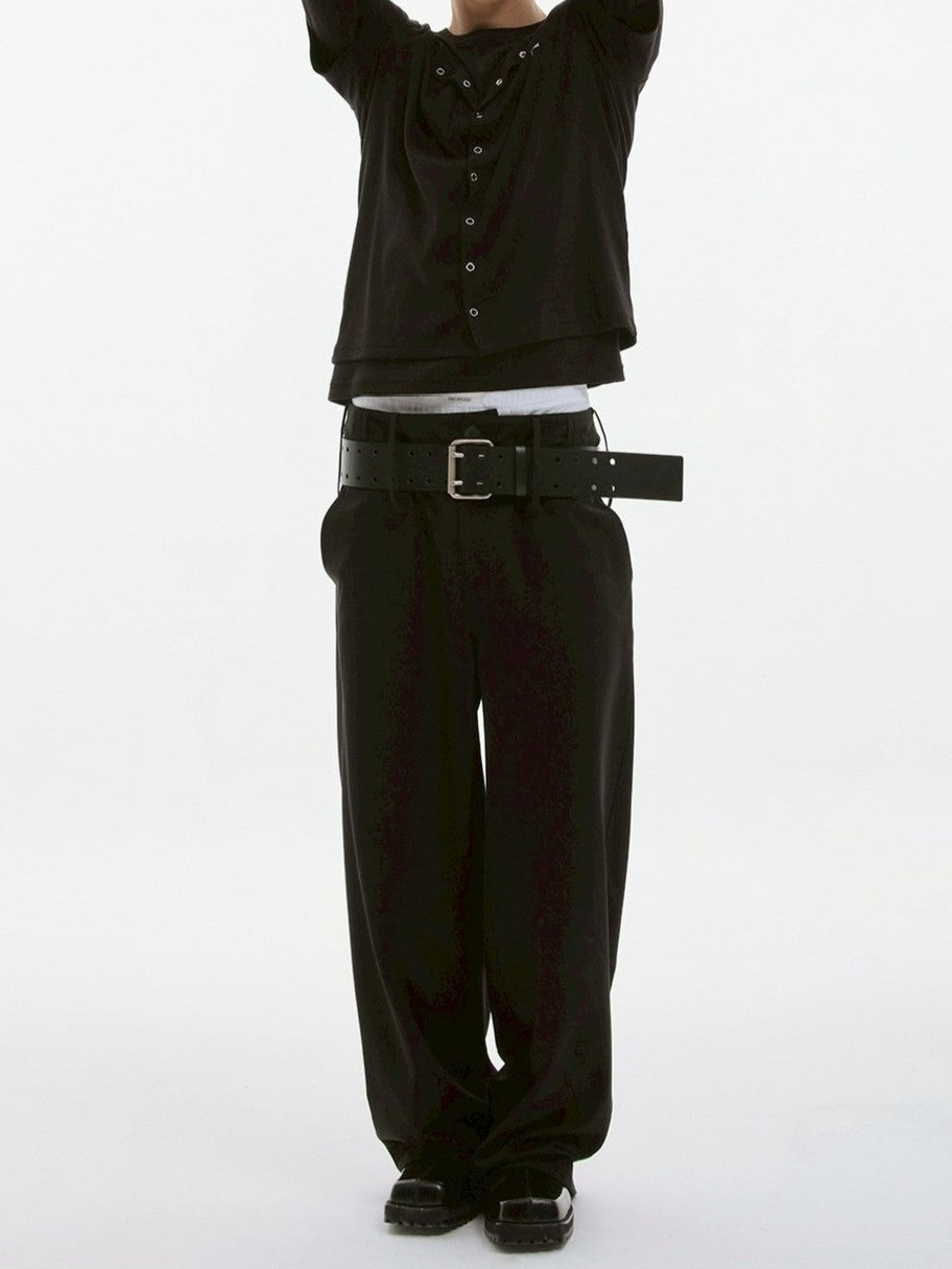 【ESC STUDIO】spacious belt pants/ 【イーエスシーステュディオ】スペイシャスベルトパンツ