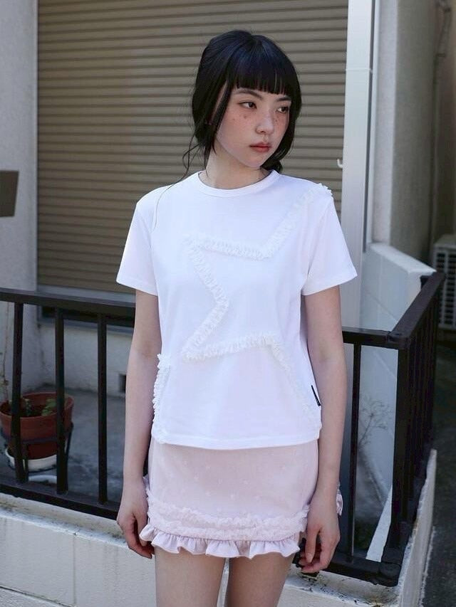 【Uglyshadow】 MESH STAR RUFFLE MINI SKIRT / 【アグリーシャドウ】メッシュスターラッフルミニスカート