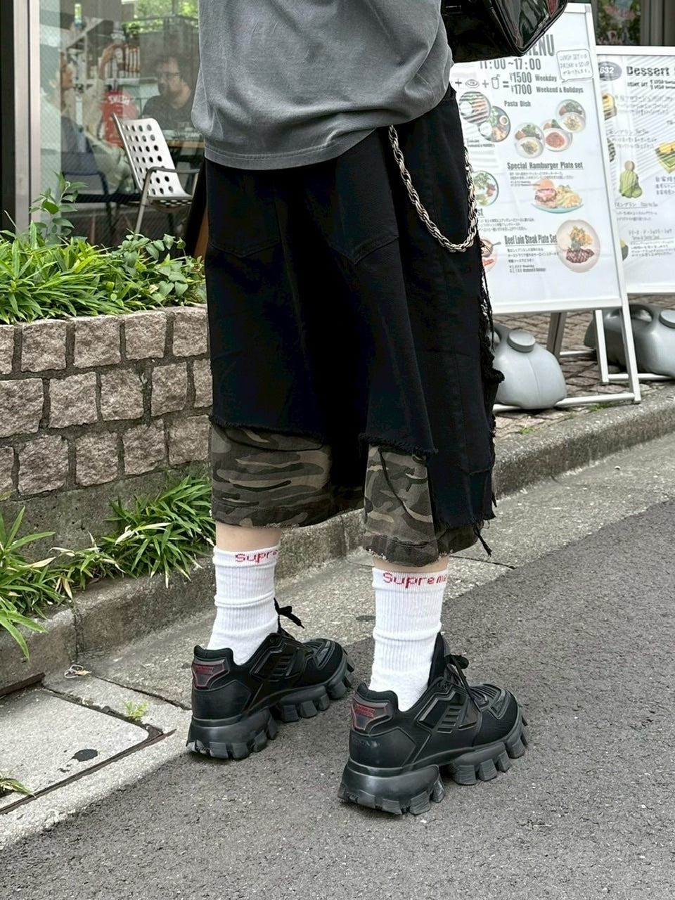 受注制【Chikashitsu +】layered camouflage bermuda pants / 【チカシツプラス】レイヤードカモフラージュバミューダパンツ (2color)