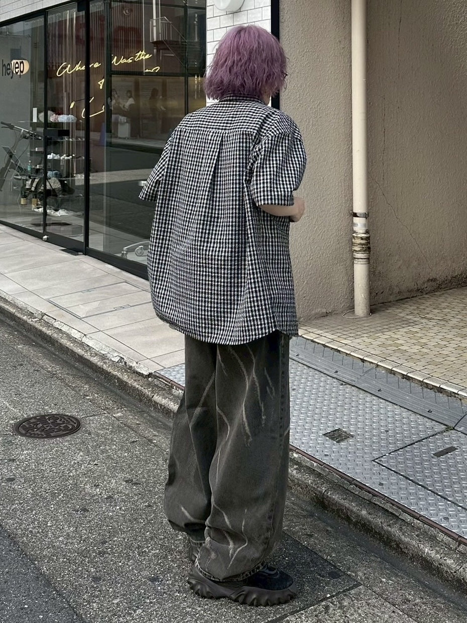 【Chikashitsu +】full painting wide denim pants / 【チカシツプラス】 フルペインティングワイドデニム