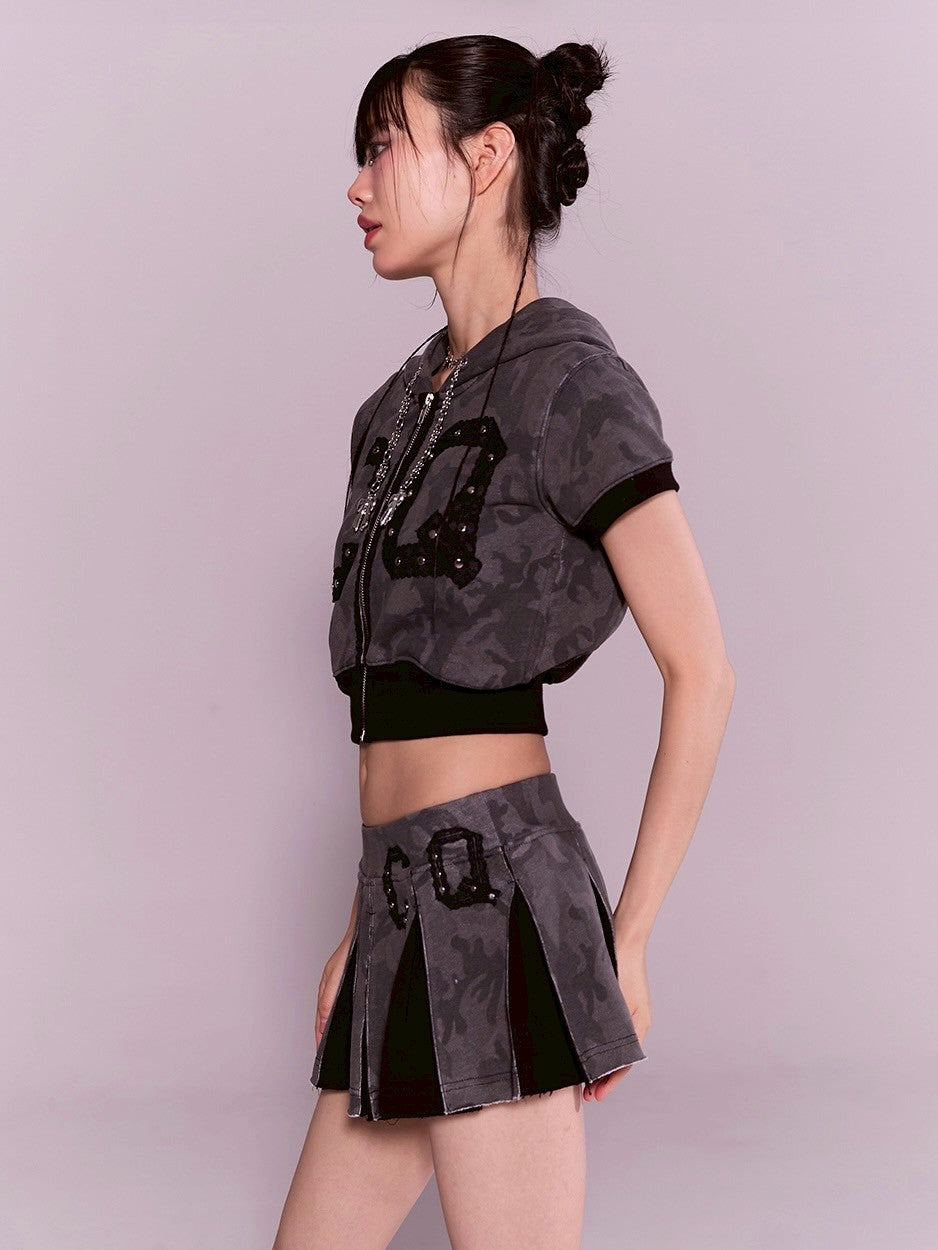 【CHERRYQUIRI】CQ lace stud pleats sk