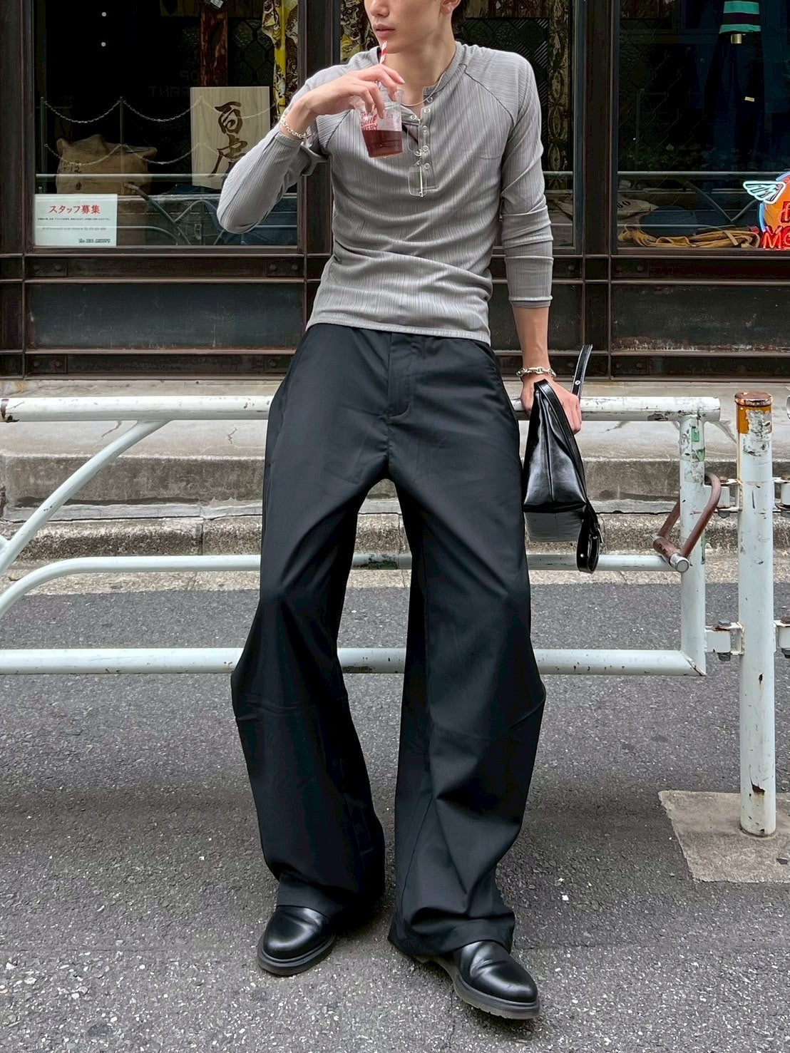 東京店WEB限定受注制【Chikashitsu +】snap rib henley neck tee / 【チカシツプラス】スナップリブヘンリーネックTシャツ (4color)