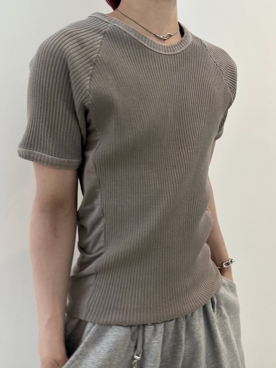 受注制【LUV CODE】mesh pigment rib tee (2color)