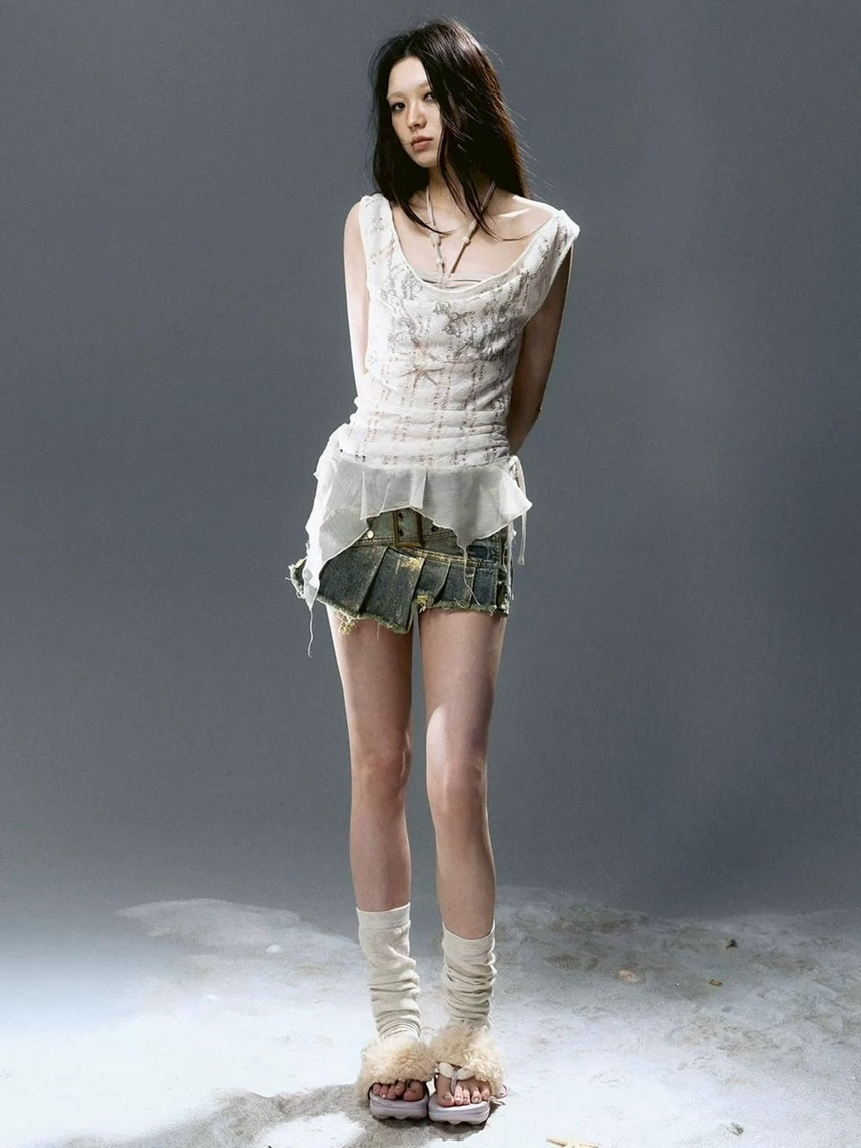 【Cest Nous】Beaded Top / 【セヌー】レイヤードフリルタンクトップ