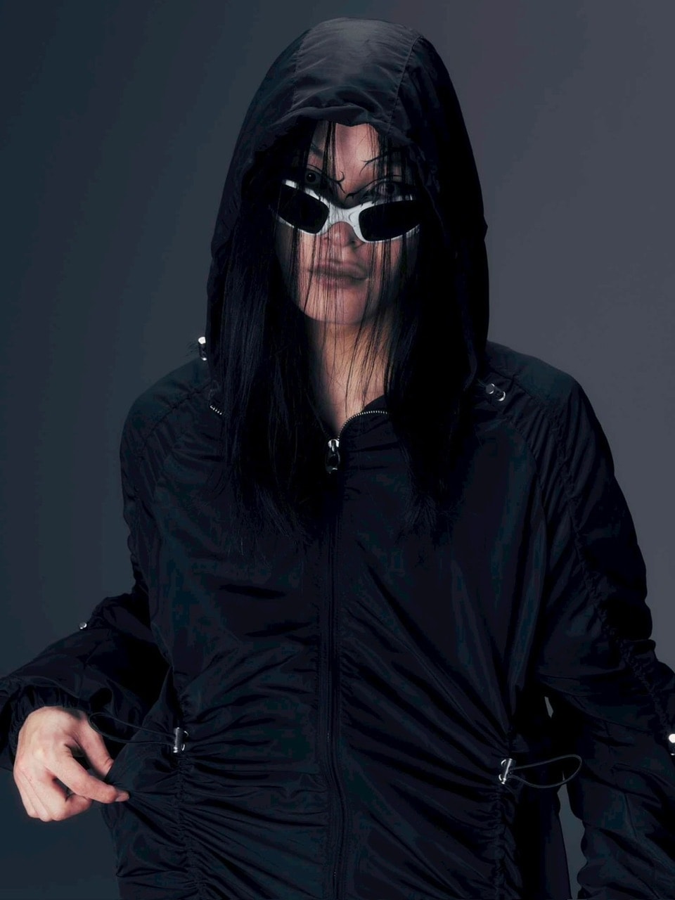 【DIG YOUR OWN GRAVE】SYN-EDGE BLOUSON /【ディグユアオウングレイブ】アシンメトリーテックブルゾン