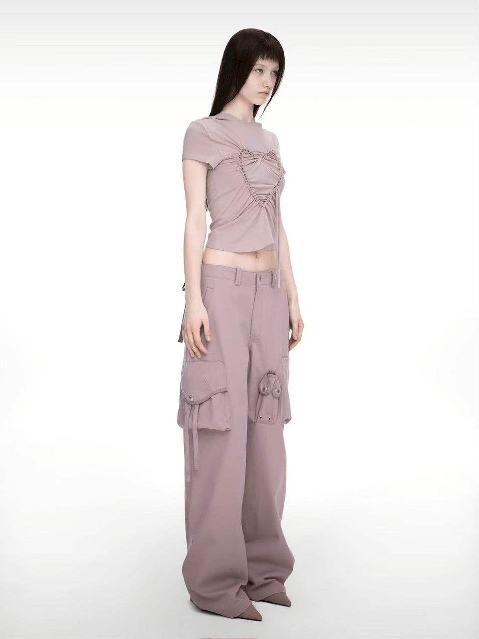 【NACHE】STRAP WIDE CARGO PANTS (UNISEX)