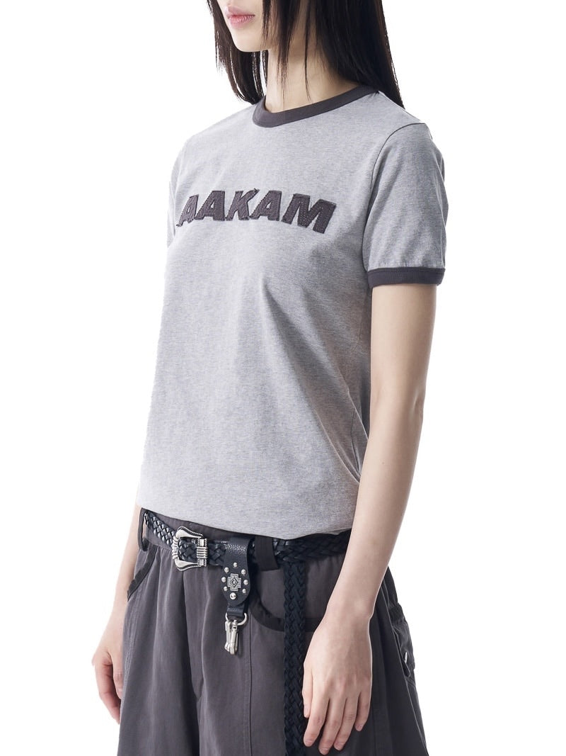 【AAKAM】Logo Patch Ringer Top