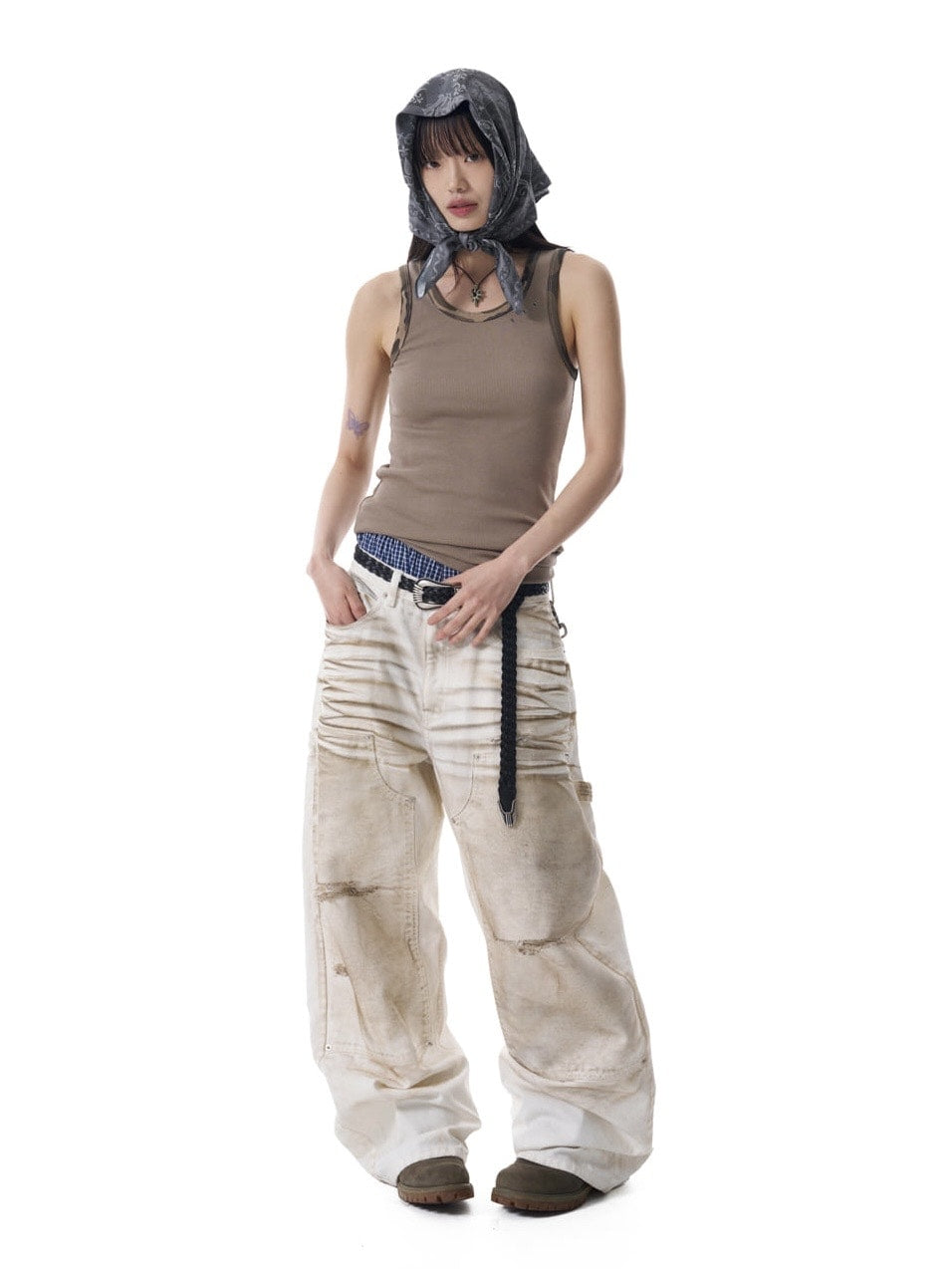 【AAKAM】Eyelet Contrast Camo Sleeveless