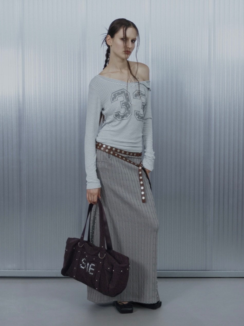 【SETUP‐EXE】33 STRIPE V-NECK TOP / 【セットアップエグゼ】33ストライプ長袖Ｖネック長袖Ｔシャツ