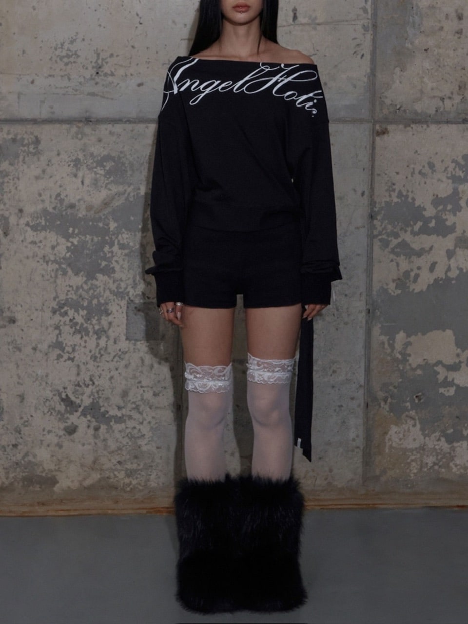 【FANCY CLUB】BOATNECK RIBBON TIE SWEATSHIRT / 【ファンシークラブ】ボートネックリボンタイスウェット長袖Ｔシャツ