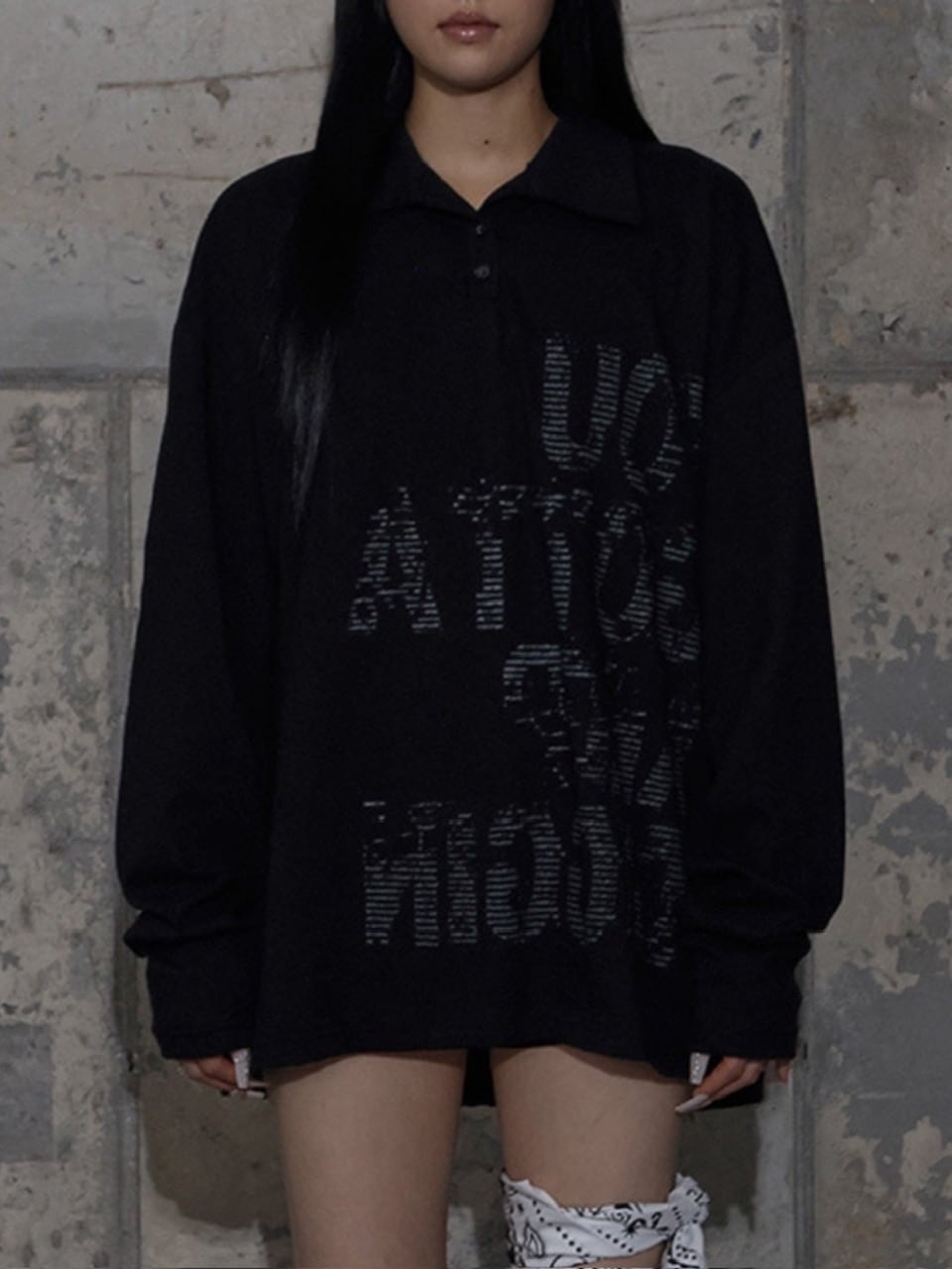 【FANCY CLUB】BACK CROSS OVER FIT COLLAR TEE / 【ファンシークラブ】バッククロスオーバーフィットカラー長袖Ｔシャツ