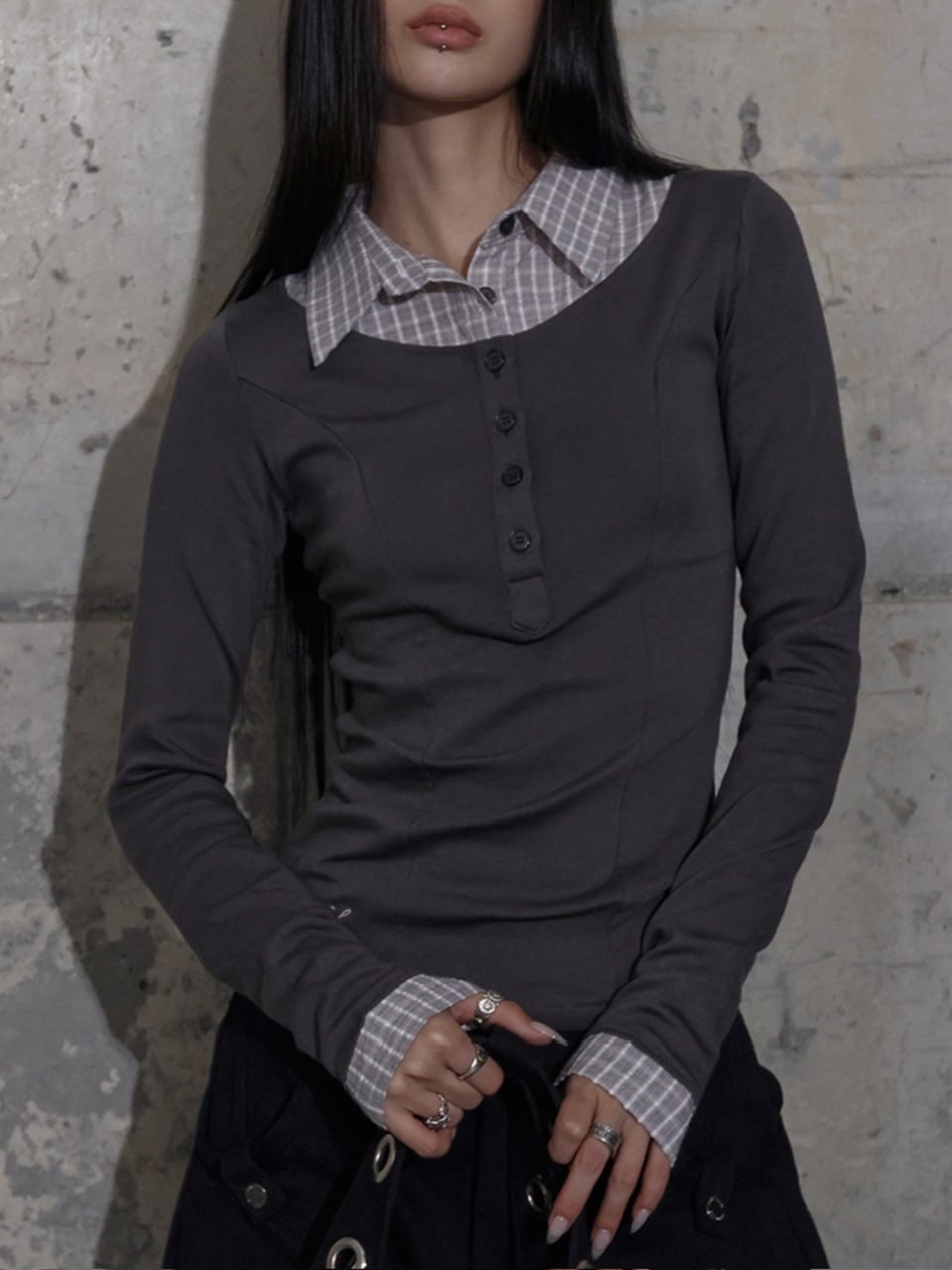 【FANCY CLUB】SHIRT LAYERED LONG SLEEVE / 【ファンシークラブ】シャツレイヤード長袖Ｔシャツ