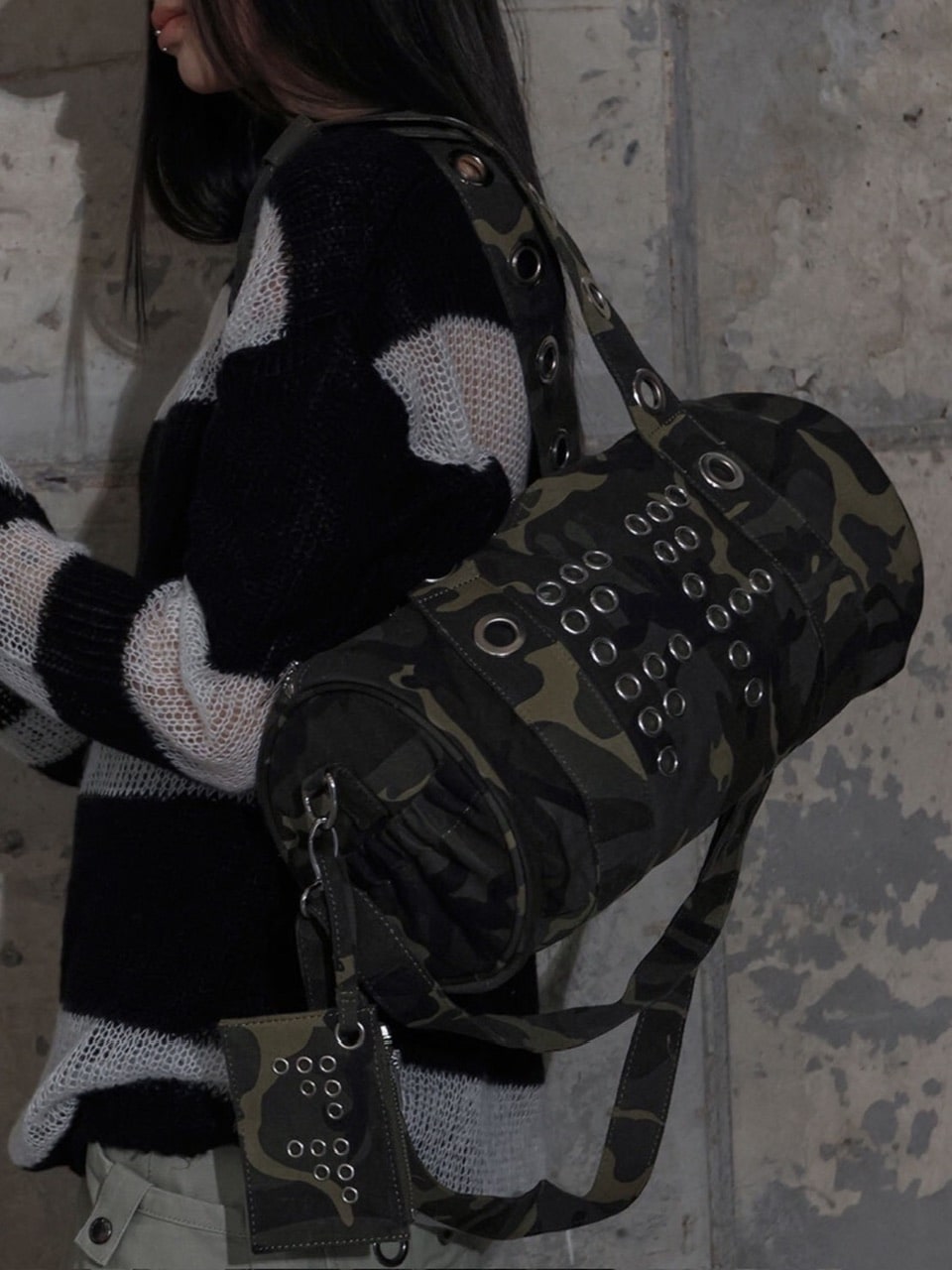 【FANCY CLUB】FFFF EYELET DUFFLE BAG / 【ファンシークラブ】ＦＦＦＦアイレットダッフルバッグ