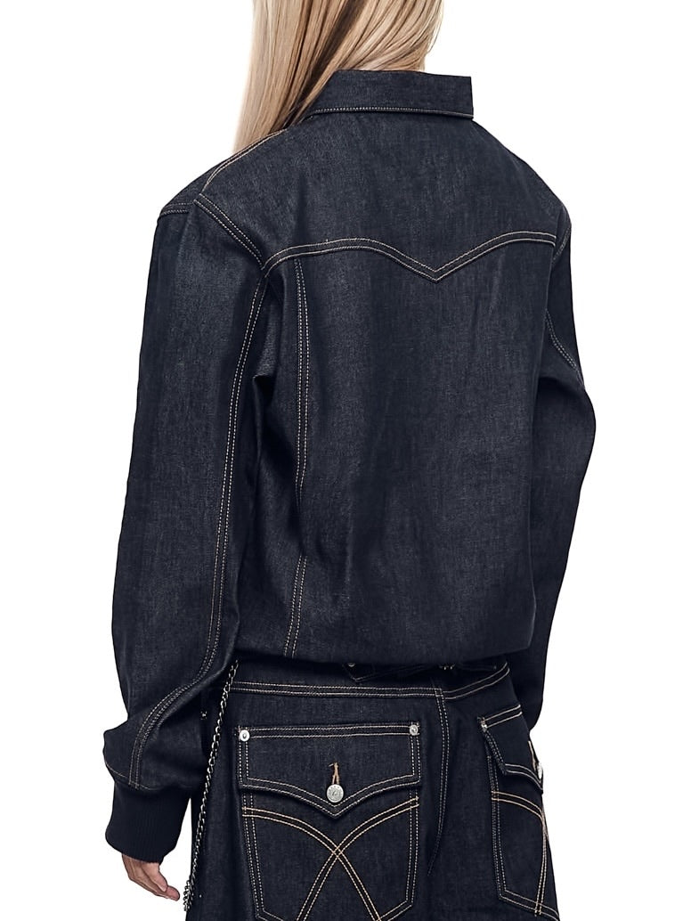 【AAKAM】Banding Denim Zip-Up Jacket