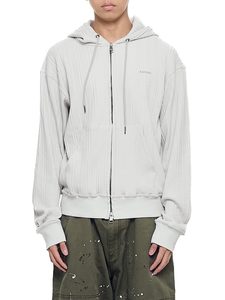 【AAKAM】Knitted Zip-Up Hoodie