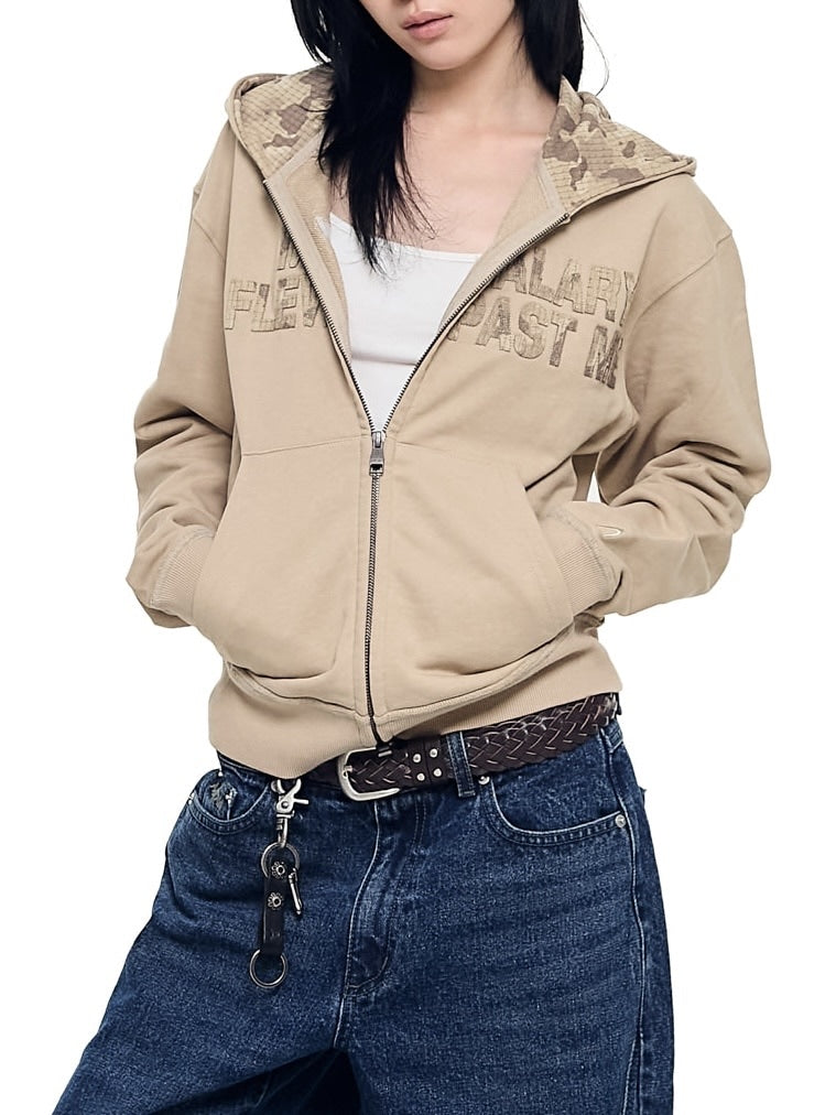 【AAKAM】Contrast Patch Zip-Up Hoodie