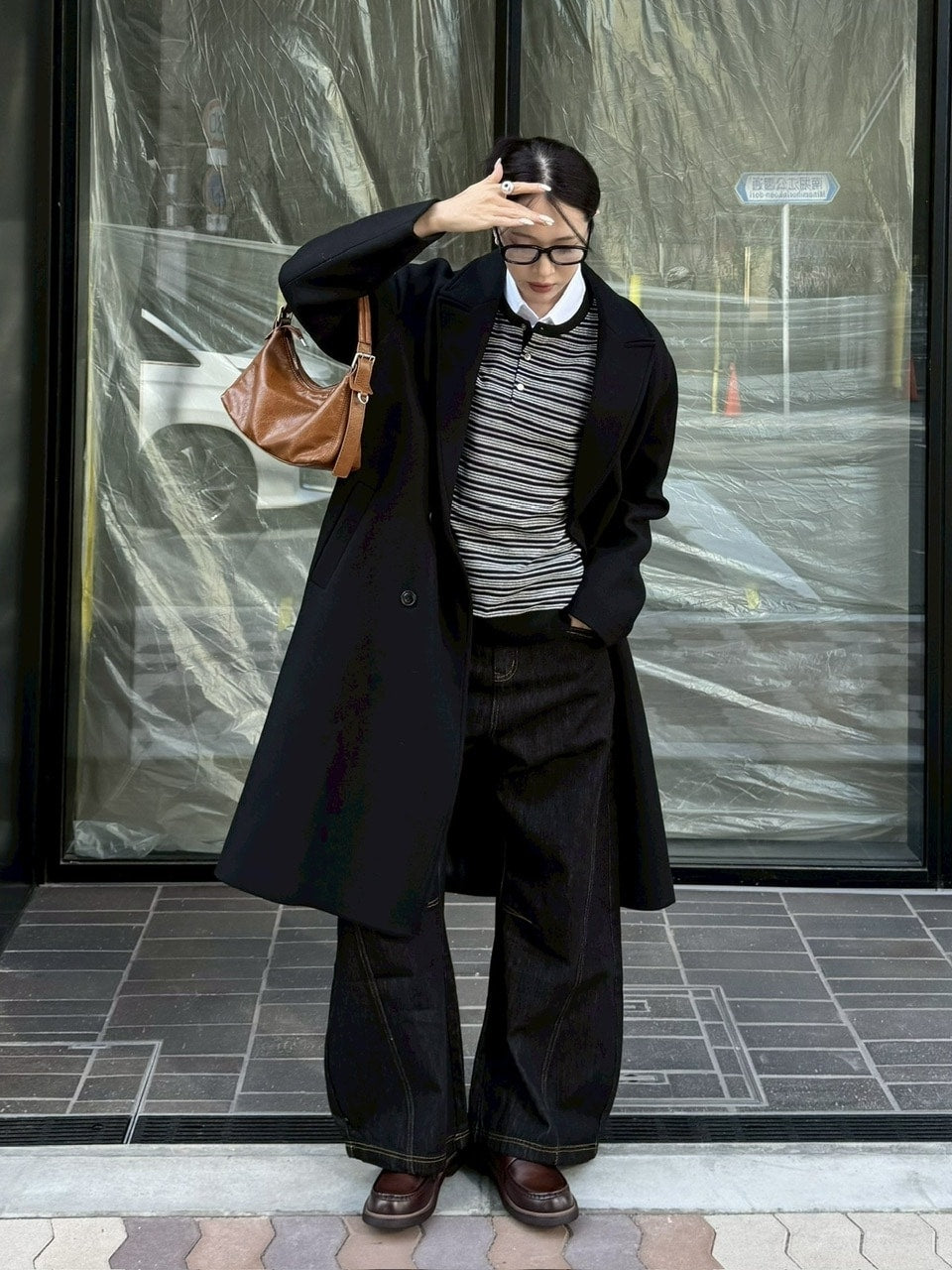 受注制【Chikashitsu +】cropped henley neck border knit (3color