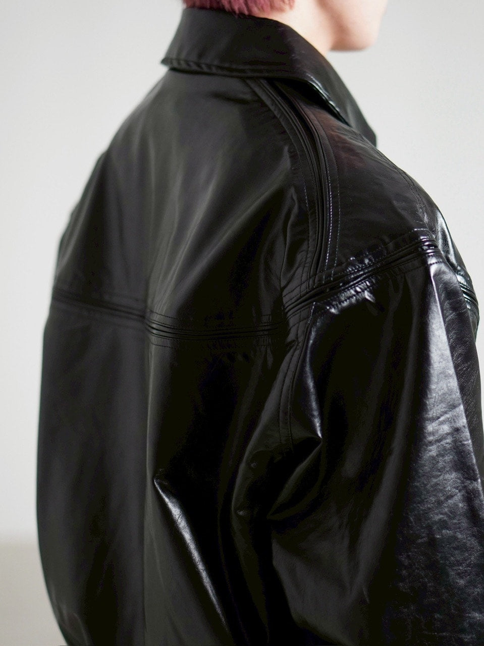 受注制【Chikashitsu +】round stitch non-leather jacket / 【チカシツプラス】ラウンドステッチノンレザージャケット (2color)