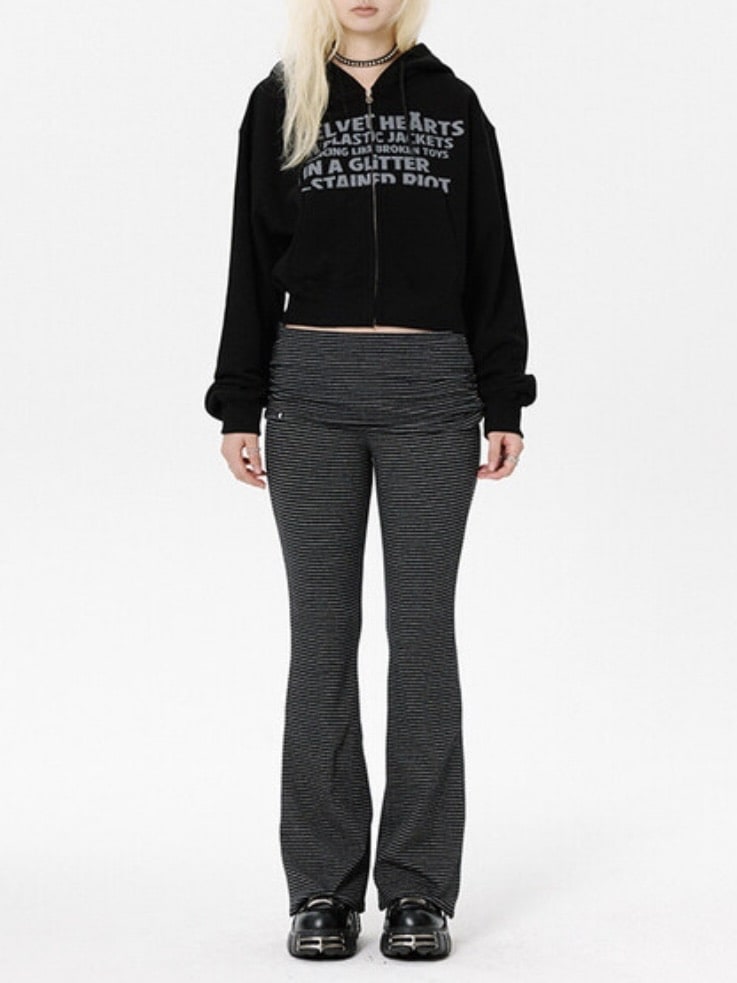 【runningHIGH】[RENEWAL] LETTERING CROP ZIP UP HOODIE / 【ランニングハイ】レタリングクロップジップアップパーカー