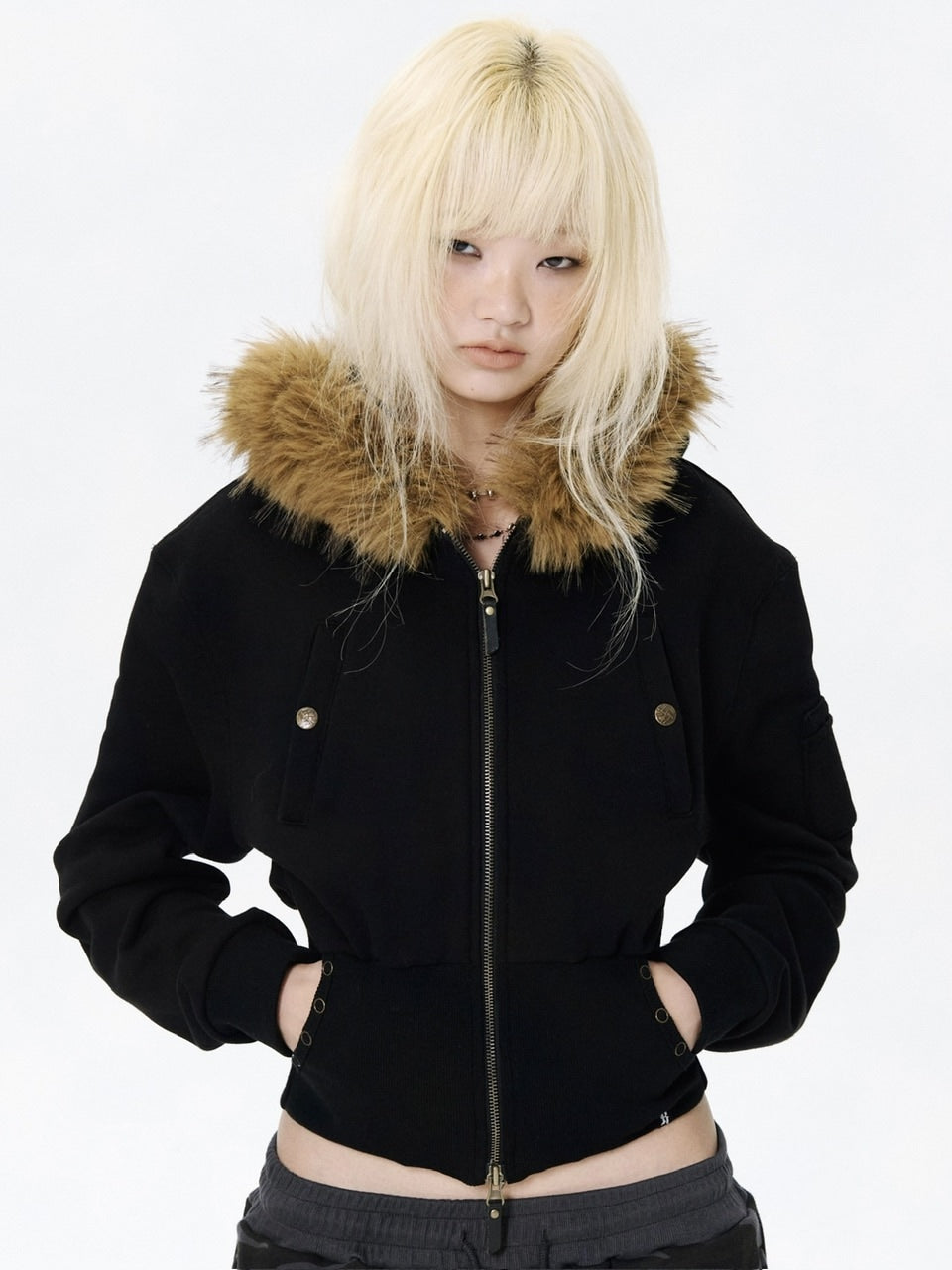 【runningHIGH】FUR ZIP UP HOODIE / 【ランニングハイ】ファージップアップパーカー