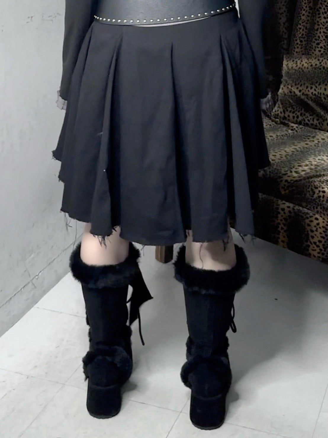 ブラウン、ブラック写真なし受注制【Never mind the XU】asymmetry skirt (3color)