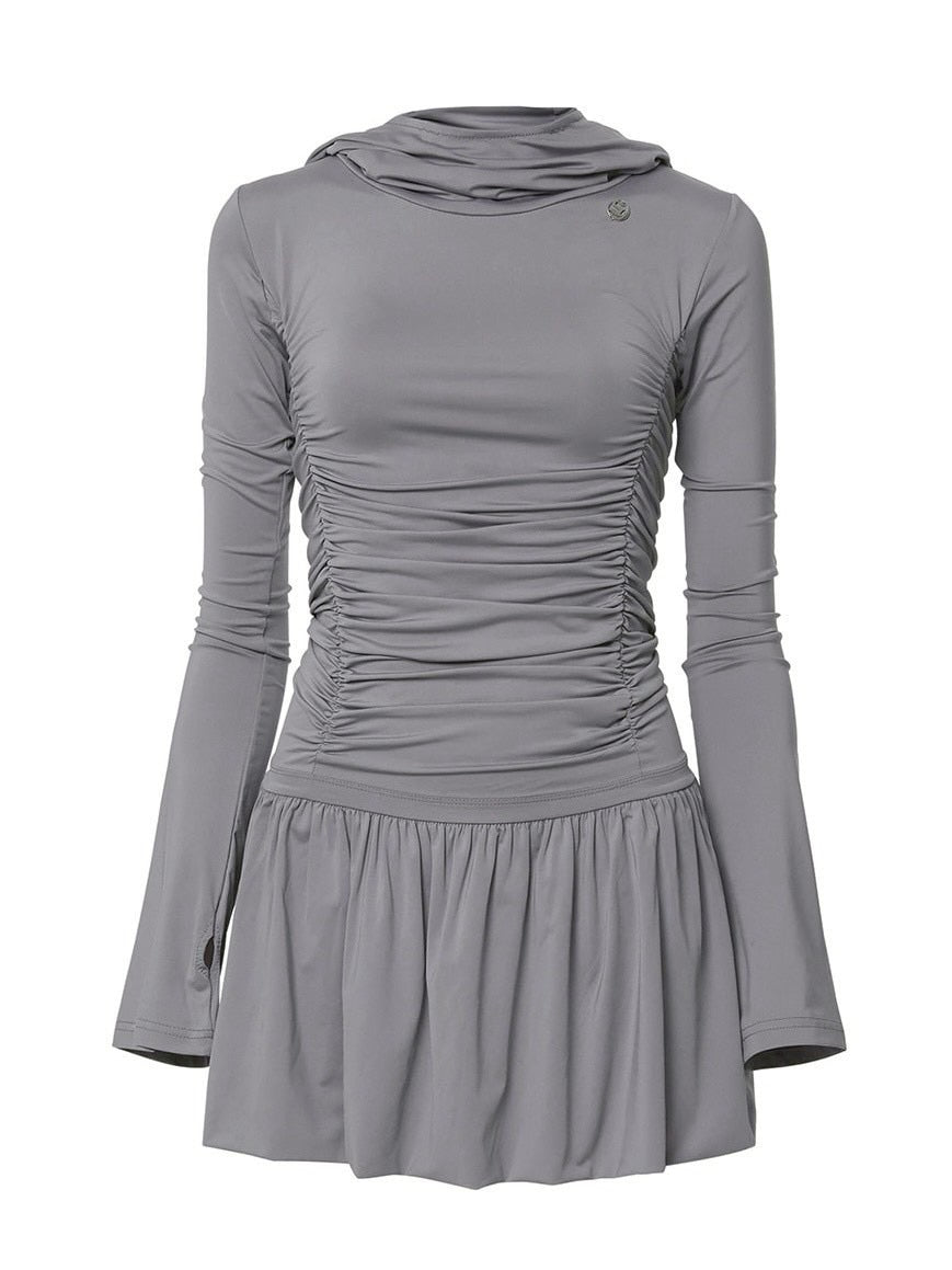 【FLAREUP】Hooded High Neck Long Dress / 【フレアアップ】フードハイネックロングドレス