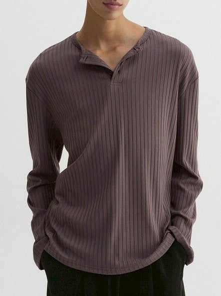 【DNSR】Ribbed Henley Long Sleeve