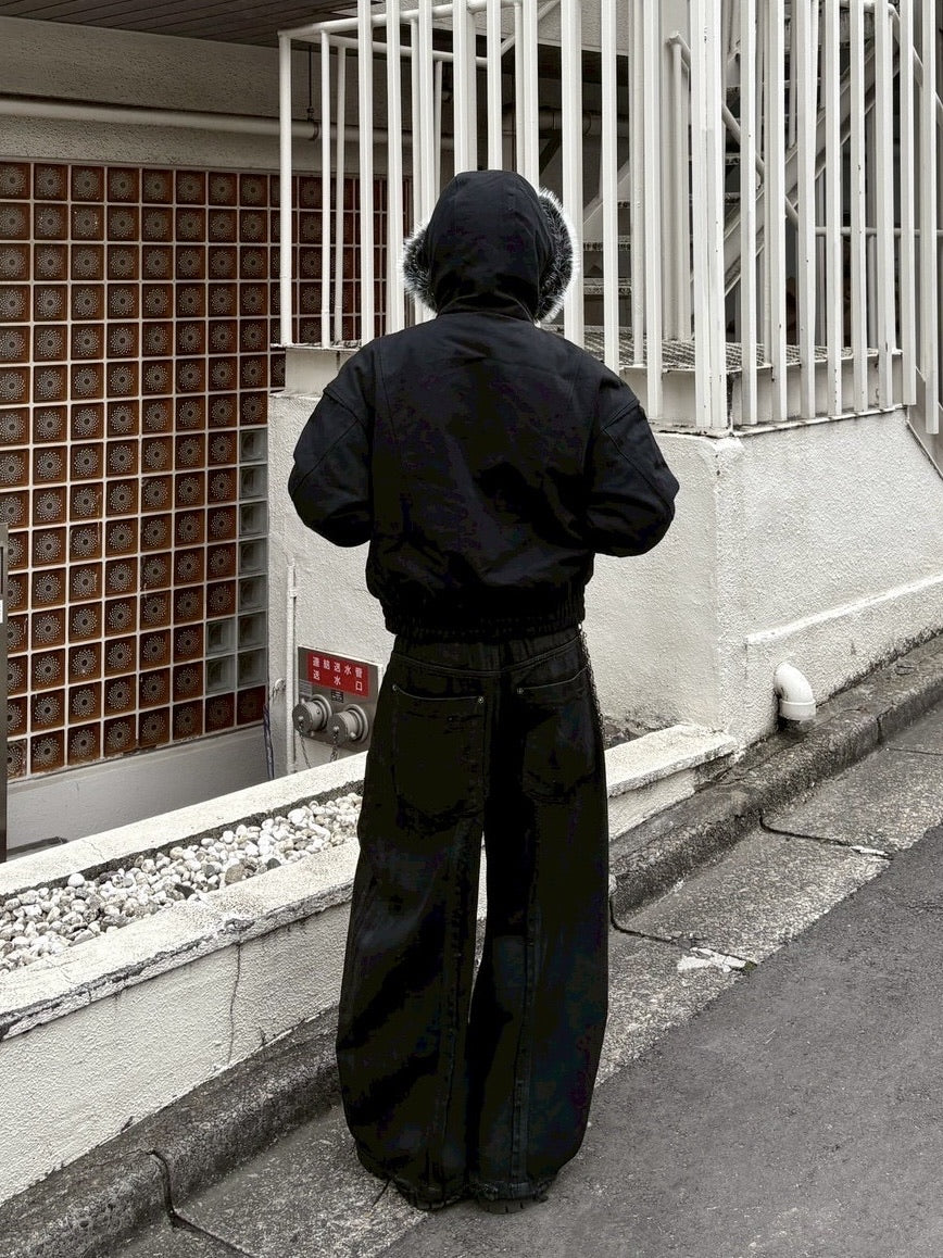 【youll】cropped fur hooded blouson