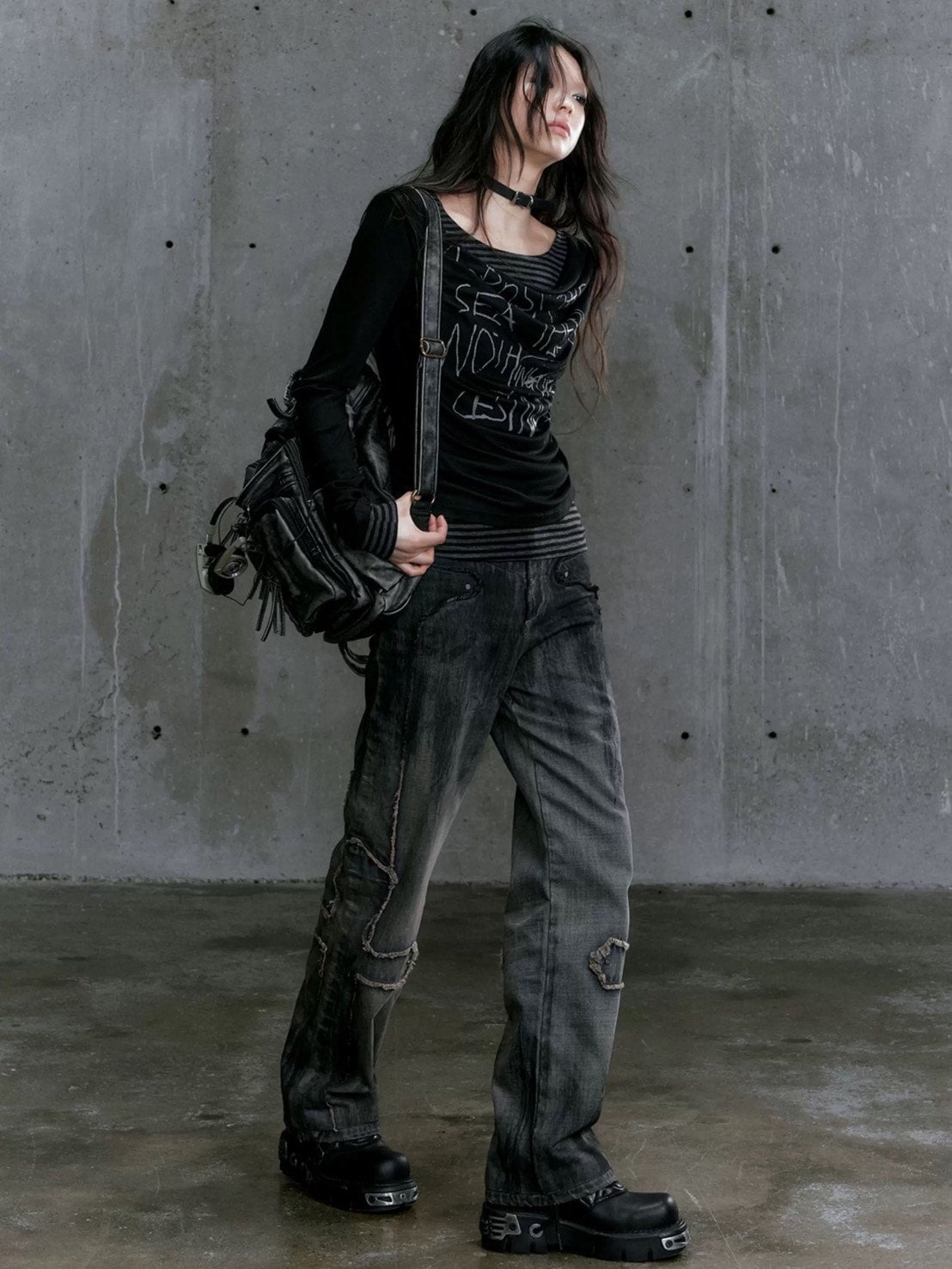 【Cest Nous】Border Patchwork T-Shirt