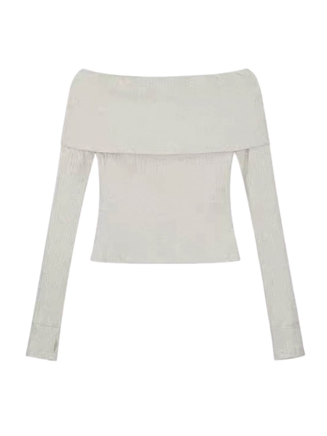 【Cest Nous】Off Shoulder Print Top / 【セヌー】オフショルダープリント長袖トップス