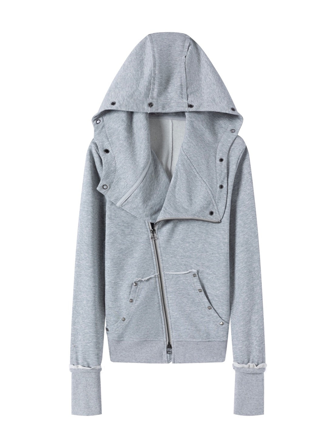 【Cest Nous】Studded Hoodie / 【セヌー】オープンカラースタッズジップパーカー