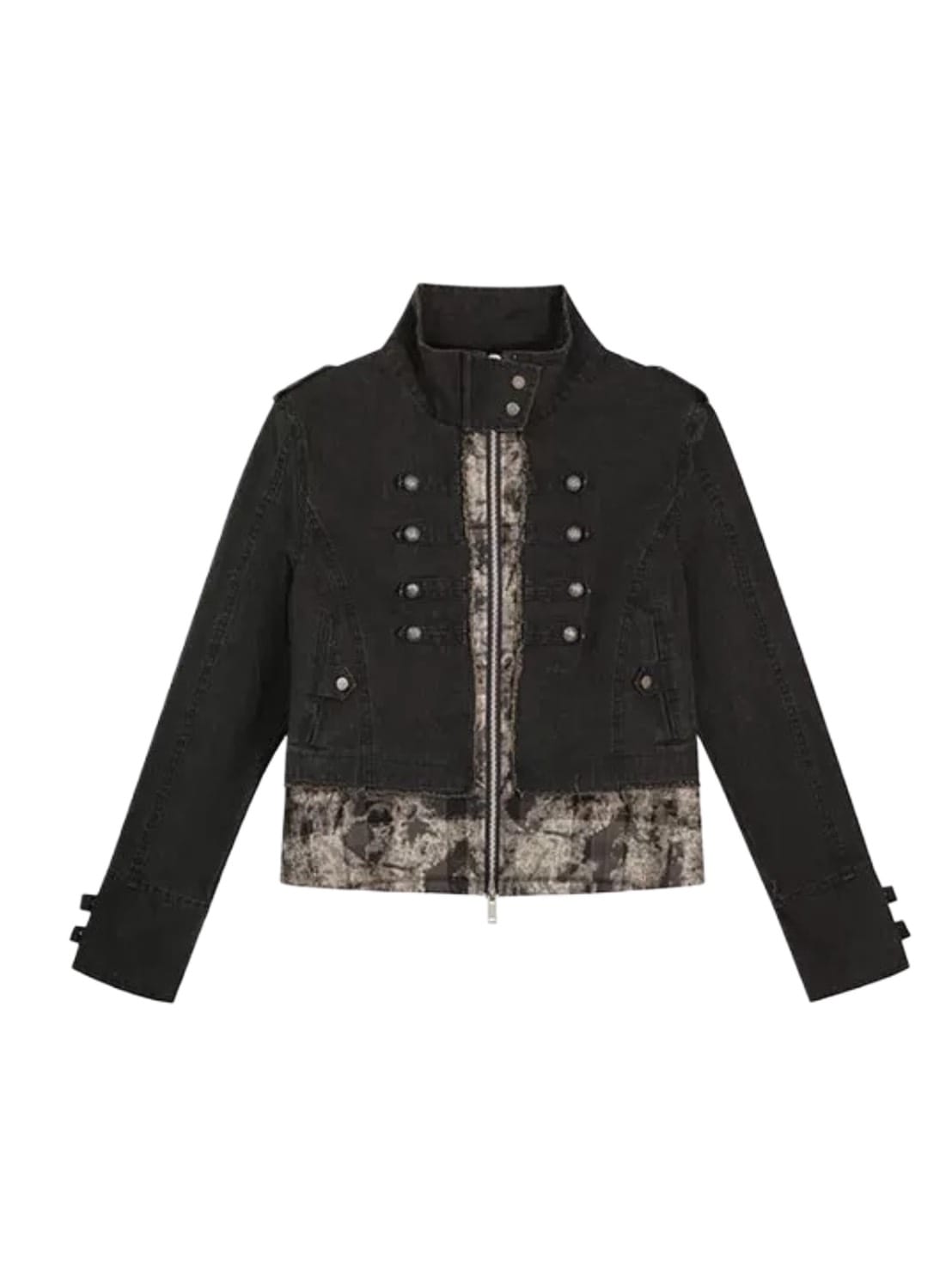 【Cest Nous】Baroque Jacket / 【セヌー】ハイネックバロックジップアップデニムジャケット