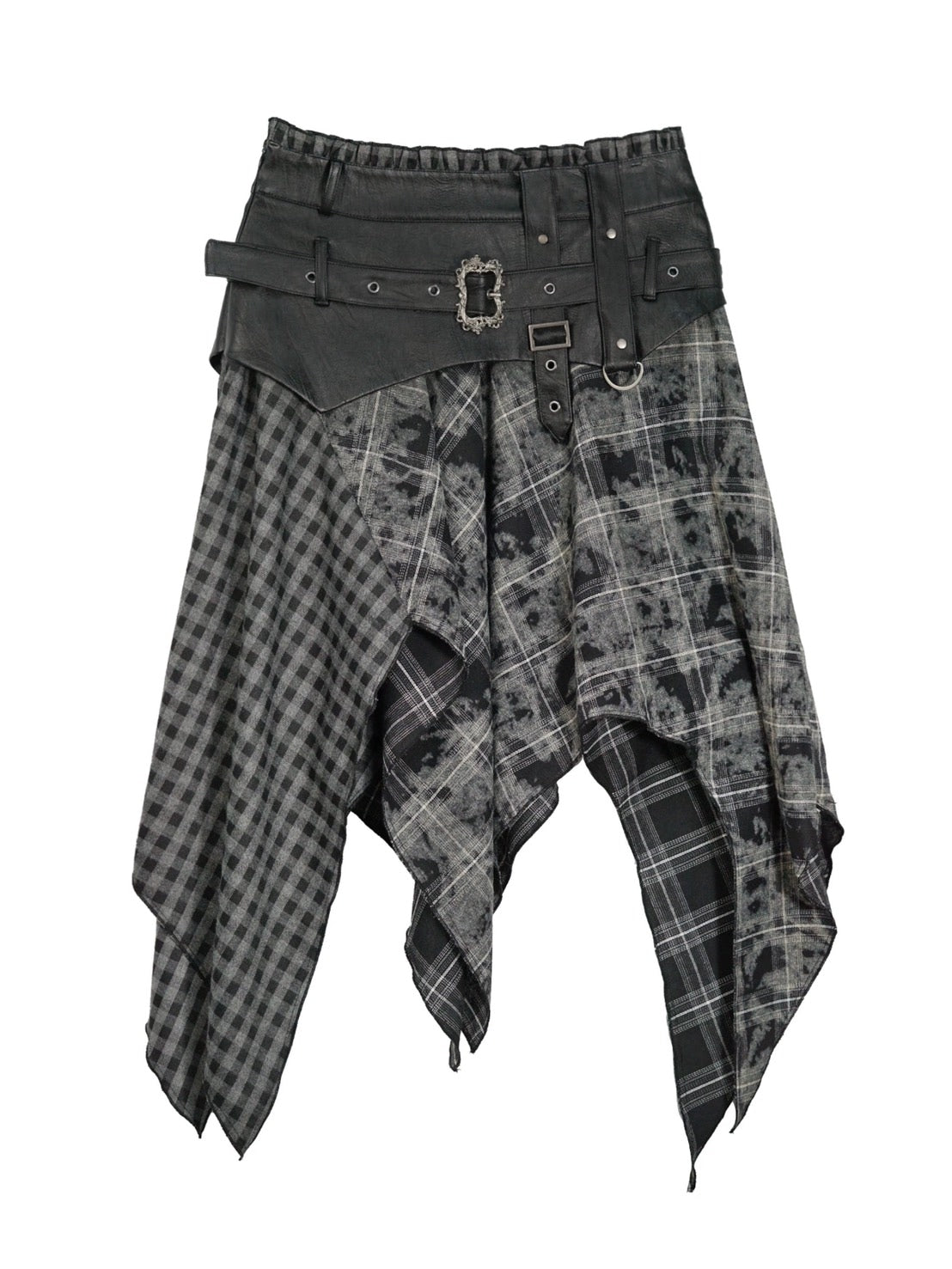 【Cest Nous】Belted Plaid Skirt / 【セヌー】ベルトアシンメトリースカート