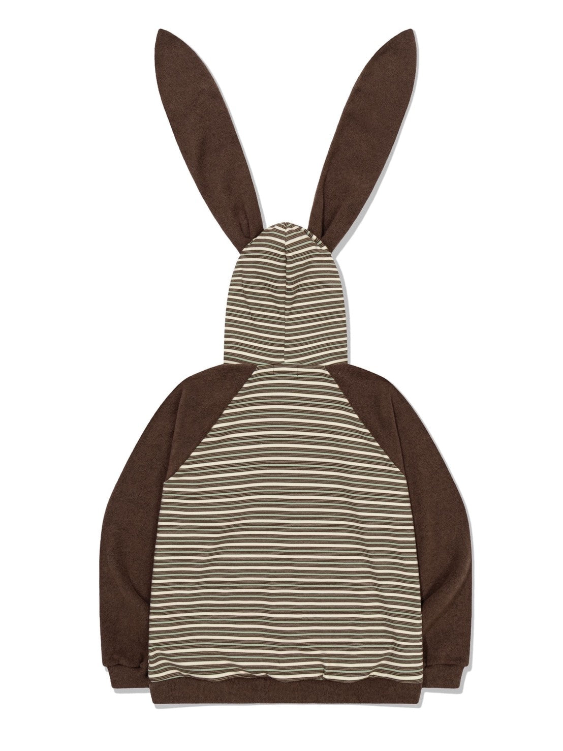 12/21 20:00 発売【Uglyshadow】RABBIT EAR HOOD STRIPE ZIP-UP