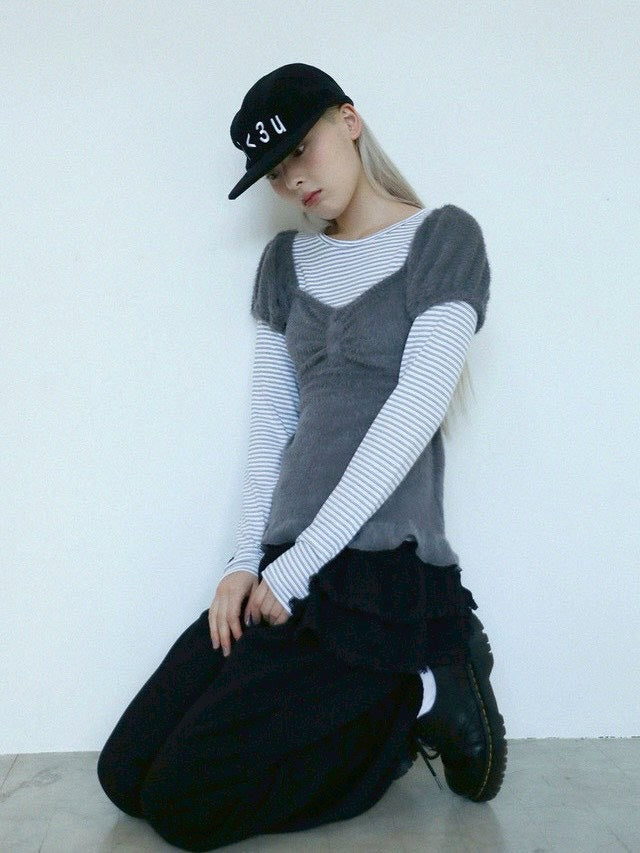 12/21 20:00 発売【Uglyshadow】SOFT SHIRRING T-SHIRT