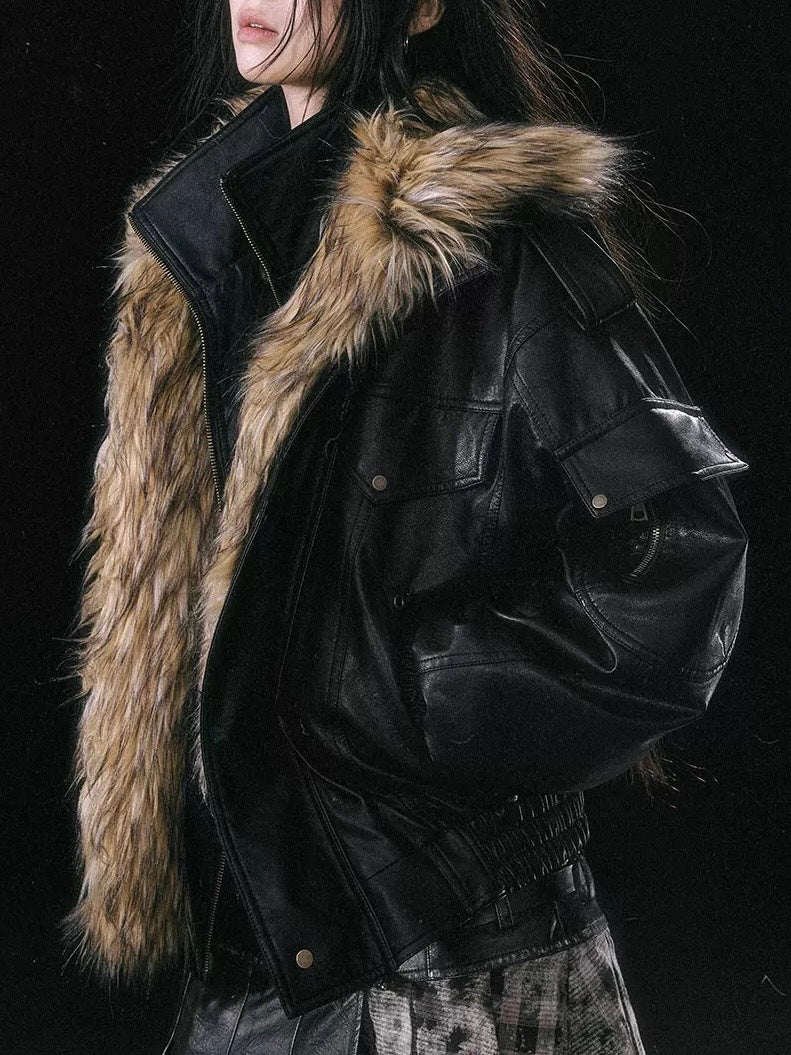 【Cest Nous】Oversize Fur collar Jacket / 【セヌー】オーバーサイズファーカラーコーティングジャケット