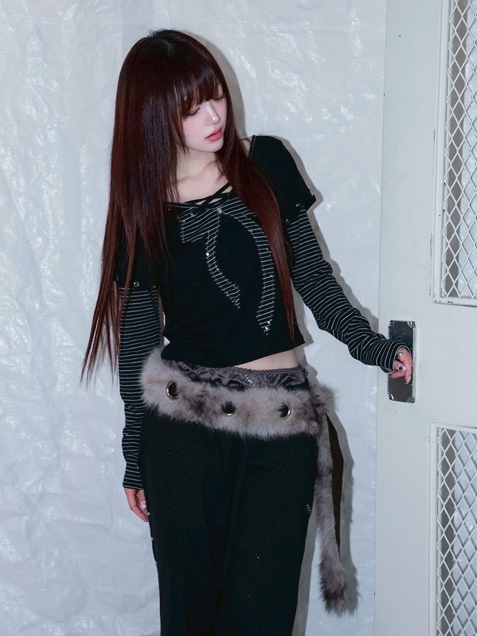 1/2 20:00発売【CHERRYQUIRI】punky bow layered tee