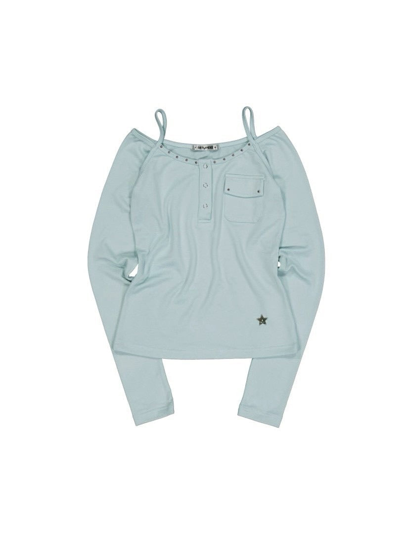 【SETUP‐EXE】SLEEVELESS LAYERED TOP / 【セットアップエグゼ】キャミレイヤード長袖Tシャツ