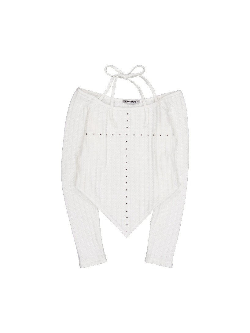 【SETUP‐EXE】WESTERN CROSS TOP / 【セットアップエグゼ】クロスオフショル長袖Tシャツ