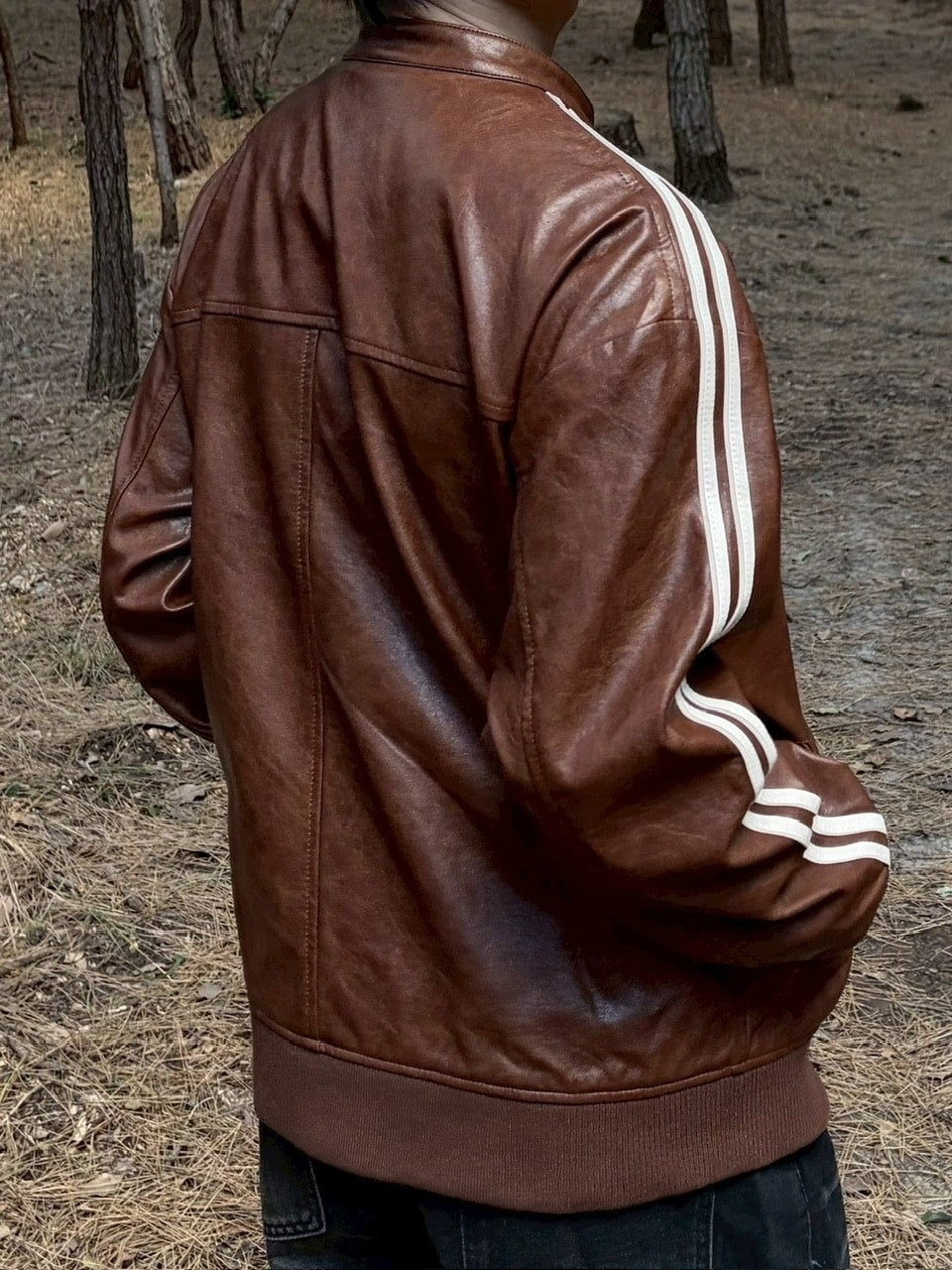 国際配送【LUV CODE】line leather jacket (2color)