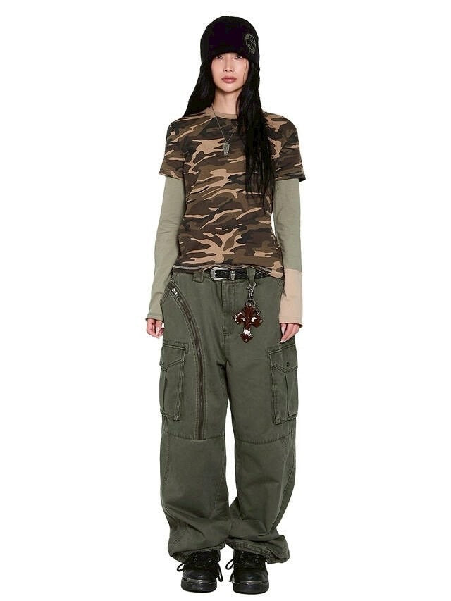 【AAKAM】Camouflage layered Long Sleeve