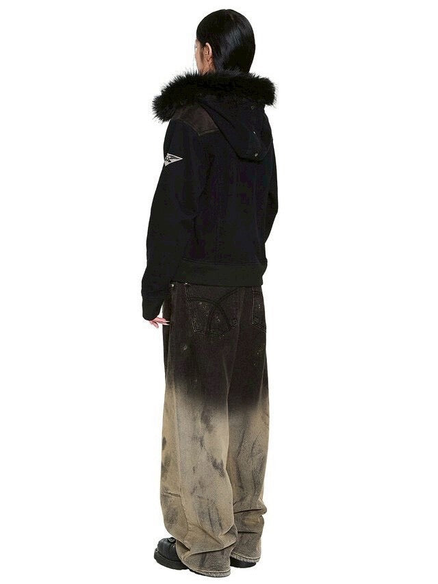 【AAKAM】Fur Camo Contrast Jacket
