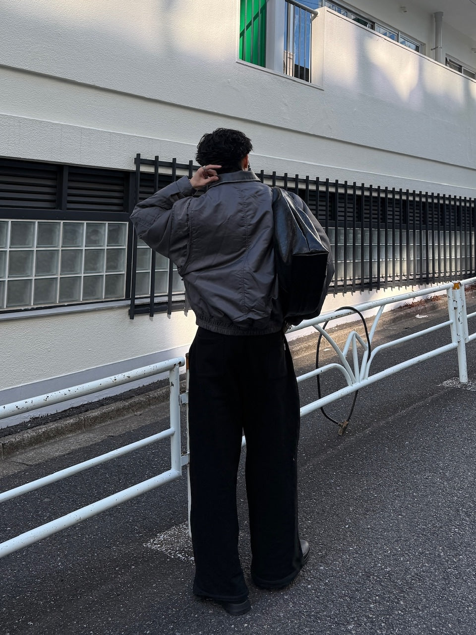 東京店WEB限定【Chikashitsu +】leather collar bomber jacket