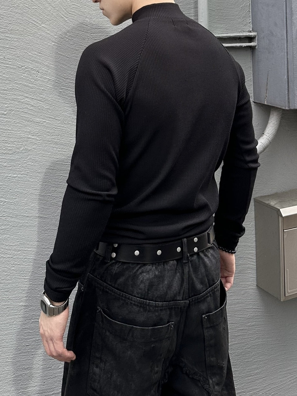 大阪店WEB限定受注制【Chikashitsu＋】mockneck zip long sleeve / 【チカシツプラス】モックネックジップ長袖Tシャツ (3color)