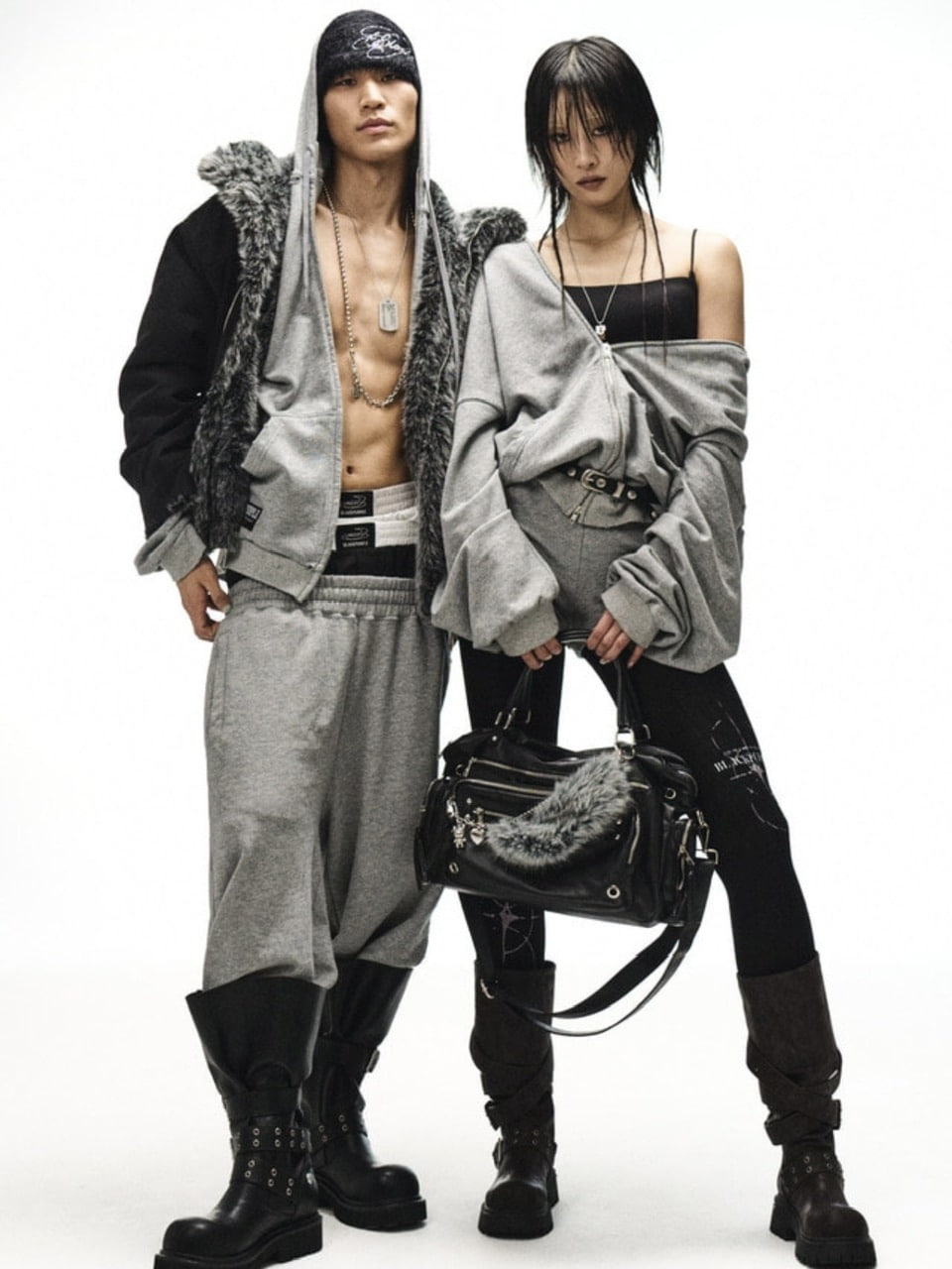 【BLACK PURPLE】Shadow Loop Zip-Up Hoodie