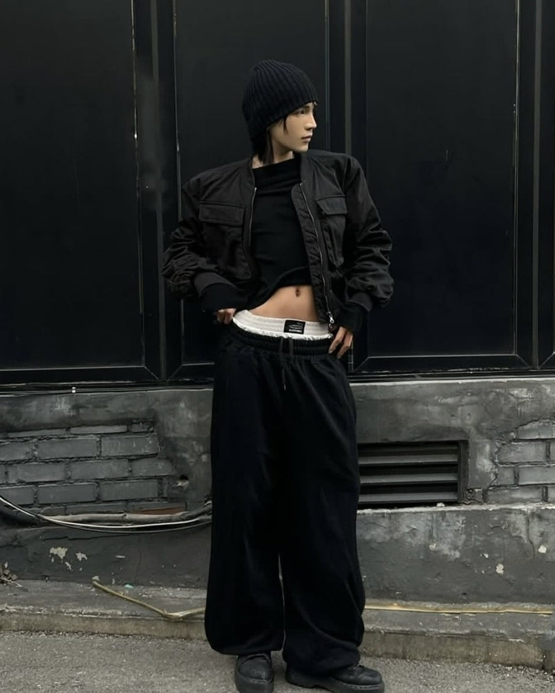 【BLACK PURPLE】Shadow Loop Wide Pants