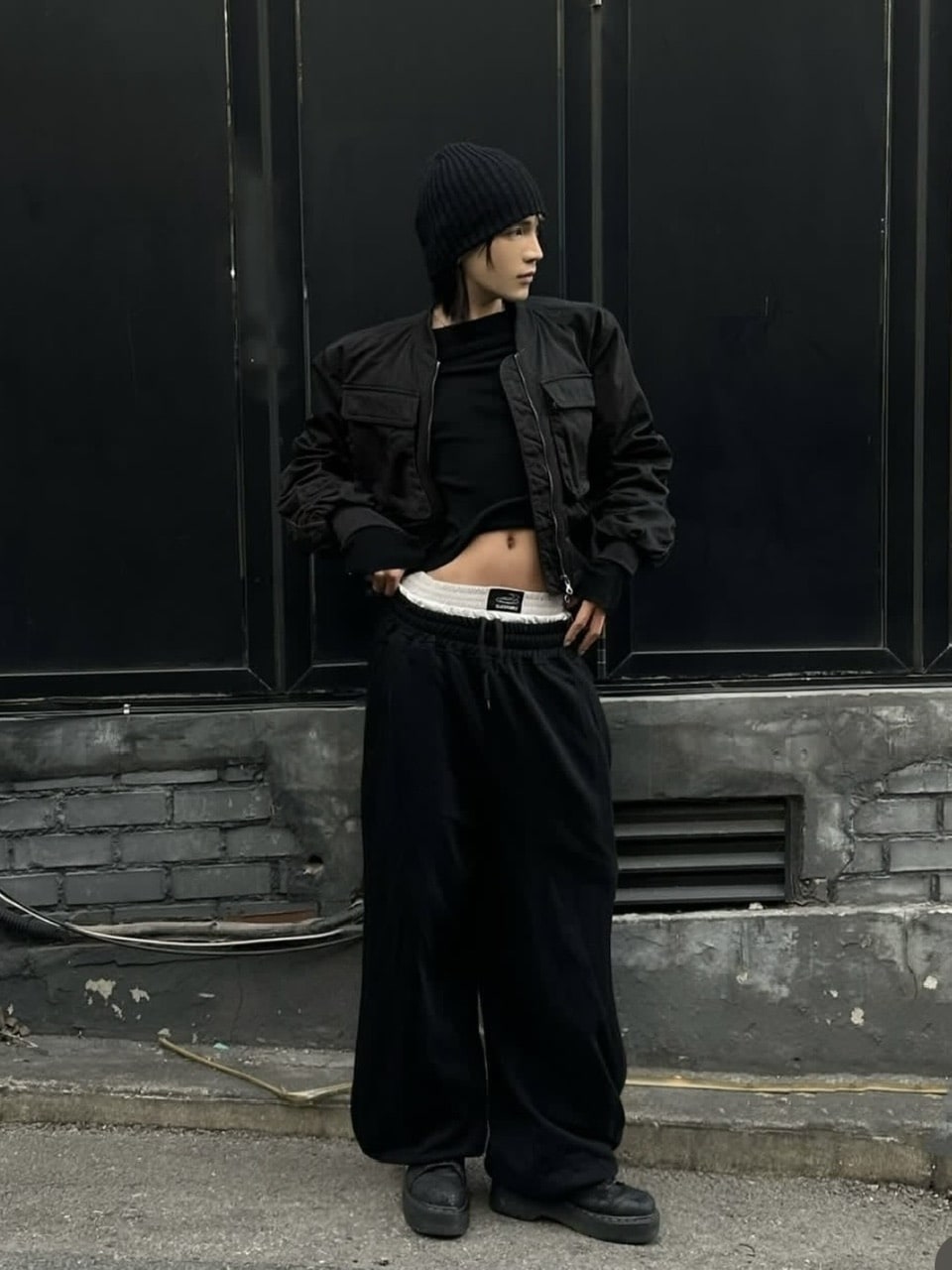 【BLACK PURPLE】Shadow Loop Wide Pants